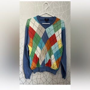 Brooks Brothers 346 Supima Cotton Sweater Pullover Colourful Argyle Men's SZ L